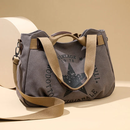 Large Capacity Shoulder Bag – Women's Casual Canvas Crossbody Purse With Zipper Closure - ZOOMNSTORE