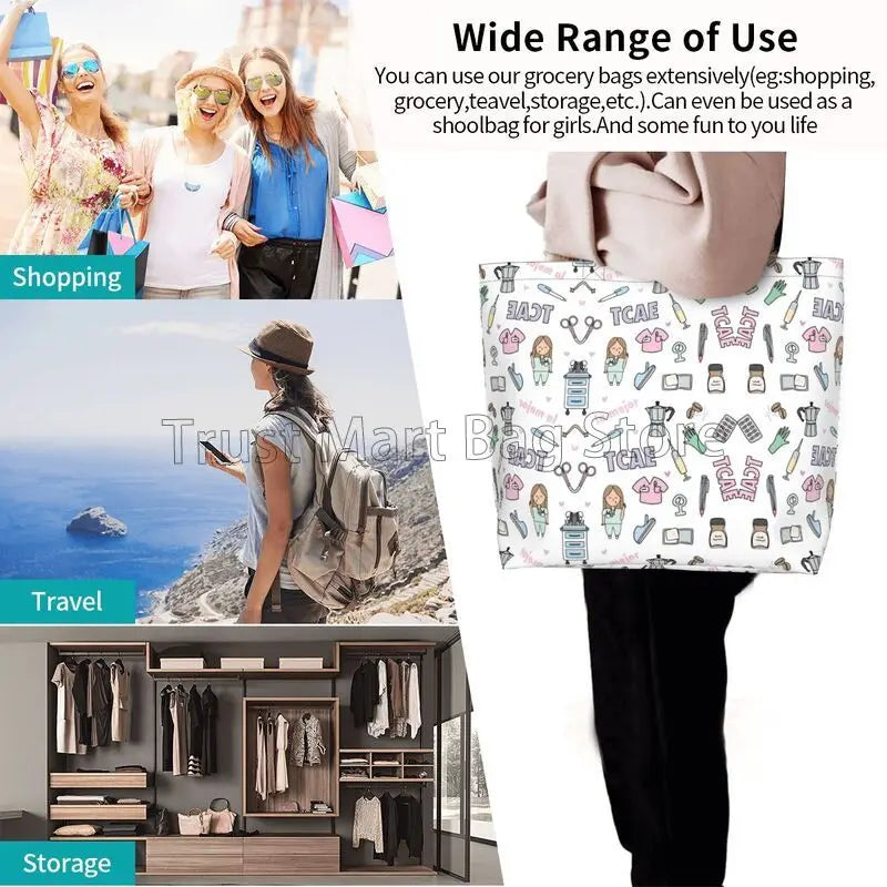 Large Capacity Tote Bag - Durable Polyester Shoulder Tote For Women’s Grocery - ZOOMNSTORE