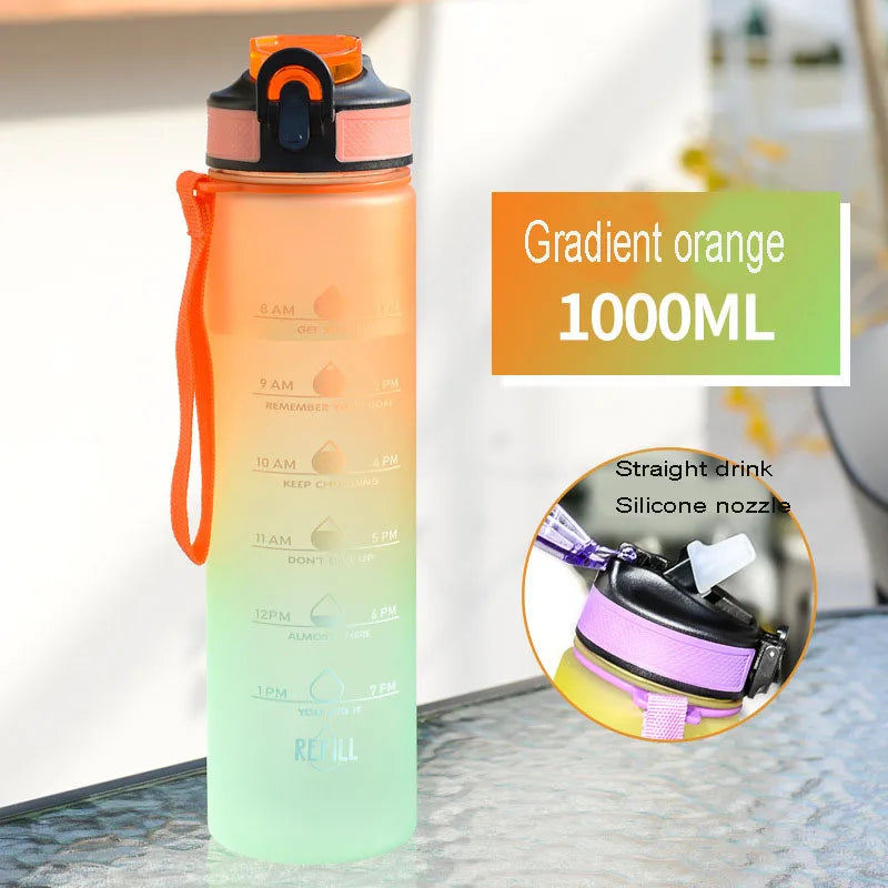 Large Capacity Water Cup – 1000ml Leakproof Sports Water Bottle with Rope | Portable Plastic Bottle - ZOOMNSTORE