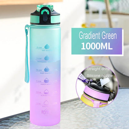 Large Capacity Water Cup – 1000ml Leakproof Sports Water Bottle with Rope | Portable Plastic Bottle - ZOOMNSTORE