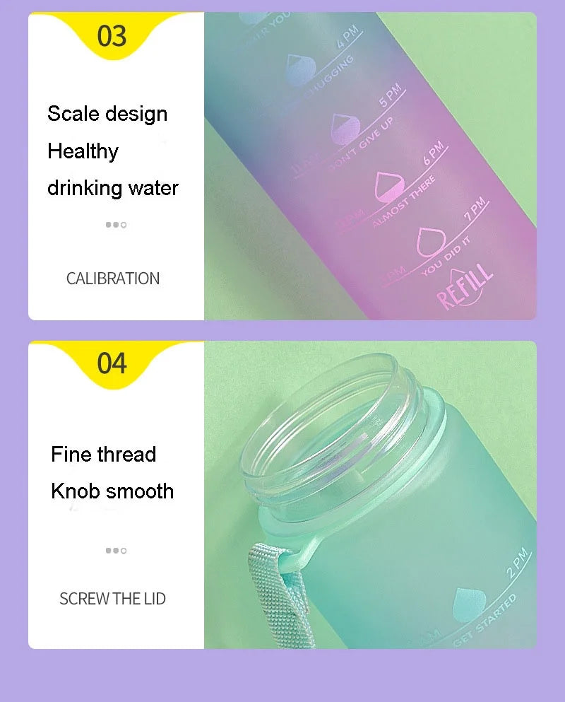 Large Capacity Water Cup – 1000ml Leakproof Sports Water Bottle with Rope | Portable Plastic Bottle - ZOOMNSTORE