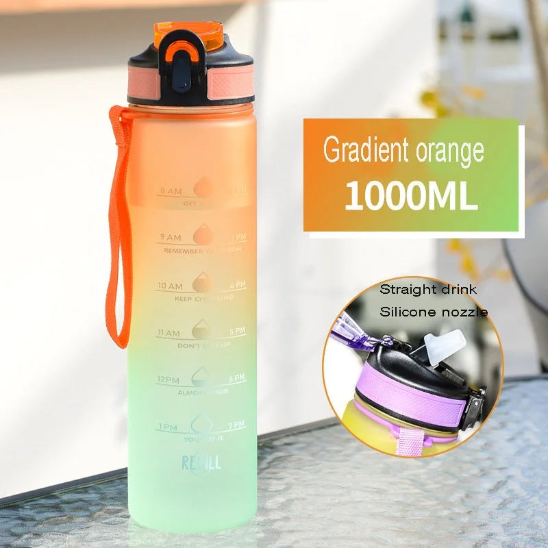Large Capacity Water Cup – 1000ml Leakproof Sports Water Bottle with Rope | Portable Plastic Bottle - ZOOMNSTORE
