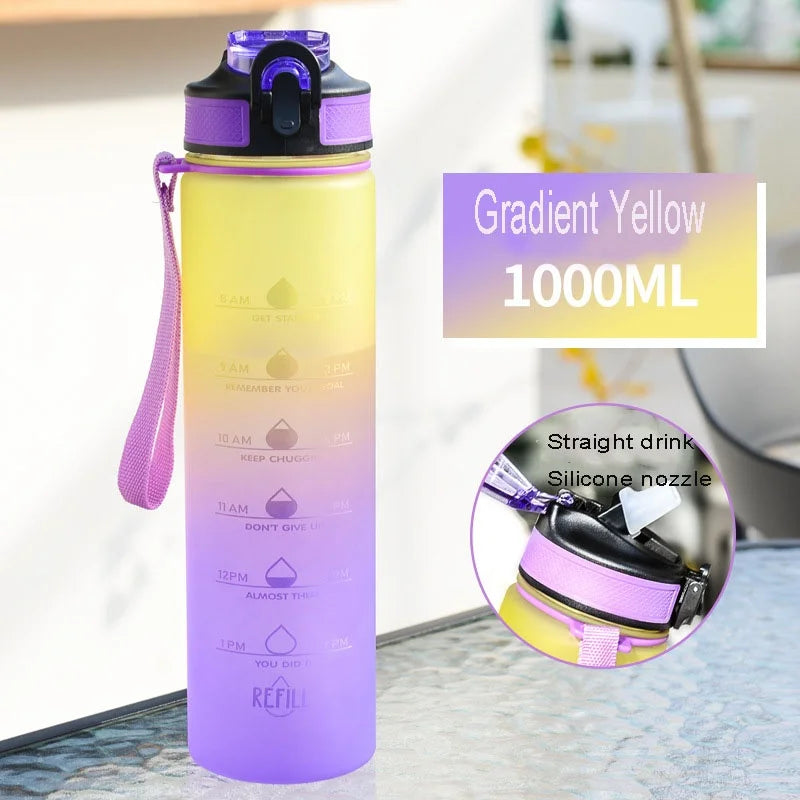 Large Capacity Water Cup – 1000ml Leakproof Sports Water Bottle with Rope | Portable Plastic Bottle - ZOOMNSTORE