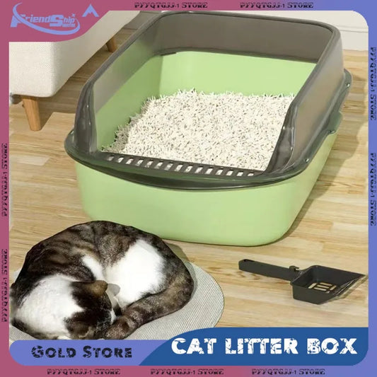 Large Semi-Closed Cat Litter Box - Oversized Anti-Splash Toilet Tray - ZOOMNSTORE
