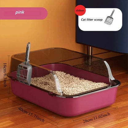 Large Semi-Closed Cat Litter Box - Oversized Anti-Splash Toilet Tray - ZOOMNSTORE
