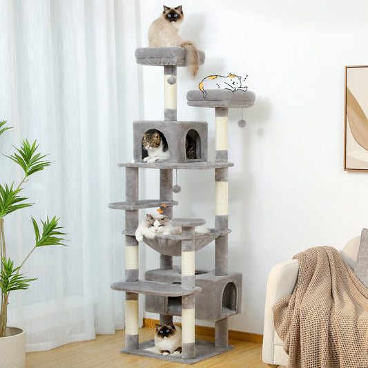 Large Cat Tree - Multi Level Indoor Cat Tower With Sisal Covered Posts & Spacious Condo - ZOOMNSTORE