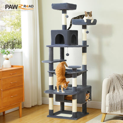 Large Cat Tree - Multi Level Indoor Cat Tower With Sisal Covered Posts & Spacious Condo - ZOOMNSTORE