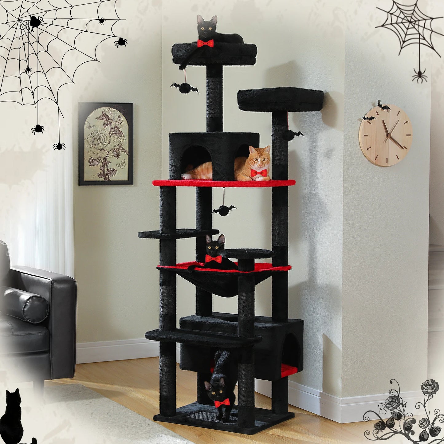 Large Cat Tree - Multi Level Indoor Cat Tower With Sisal Covered Posts & Spacious Condo - ZOOMNSTORE