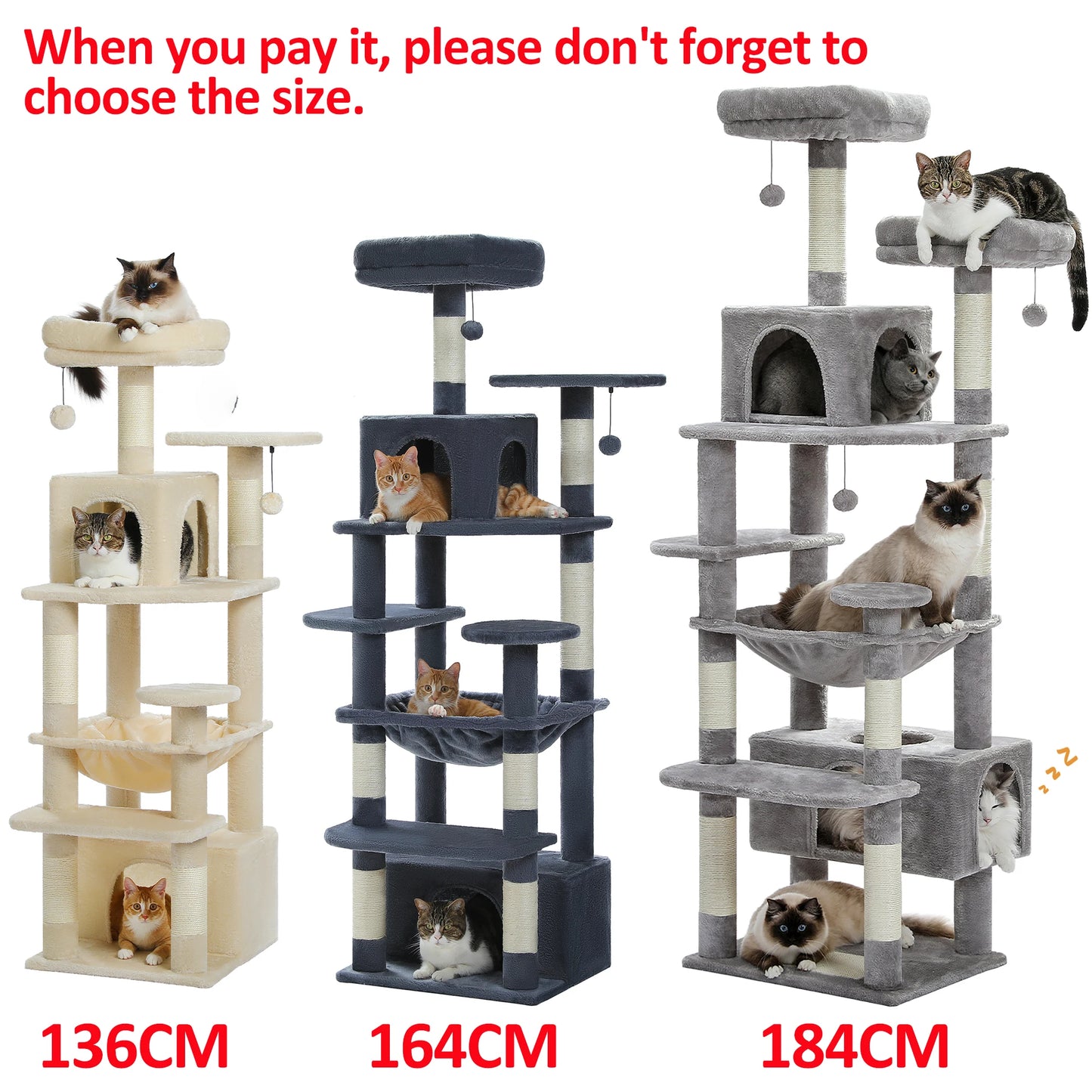 Large Cat Tree - Multi Level Indoor Cat Tower With Sisal Covered Posts & Spacious Condo - ZOOMNSTORE