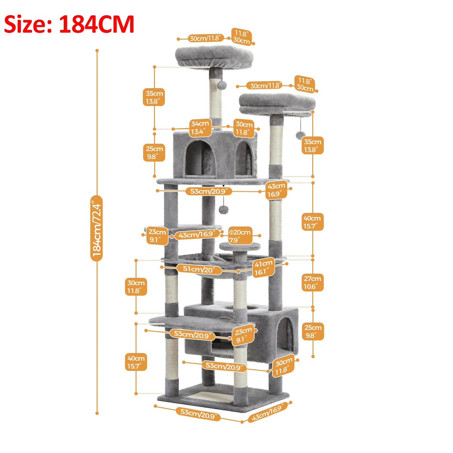 Large Cat Tree - Multi Level Indoor Cat Tower With Sisal Covered Posts & Spacious Condo - ZOOMNSTORE