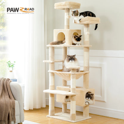 Large Cat Tree - Multi Level Indoor Cat Tower With Sisal Covered Posts & Spacious Condo - ZOOMNSTORE
