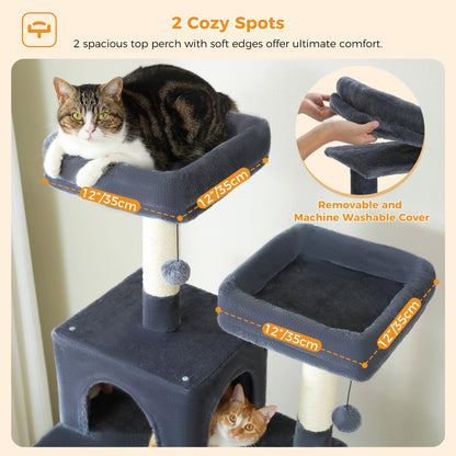 Large Cat Tree - Multi Level Indoor Cat Tower With Sisal Covered Posts & Spacious Condo - ZOOMNSTORE