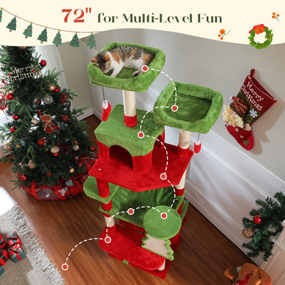 Large Cat Tree - Multi Level Indoor Cat Tower With Sisal Covered Posts & Spacious Condo - ZOOMNSTORE