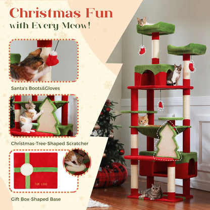 Large Cat Tree - Multi Level Indoor Cat Tower With Sisal Covered Posts & Spacious Condo - ZOOMNSTORE