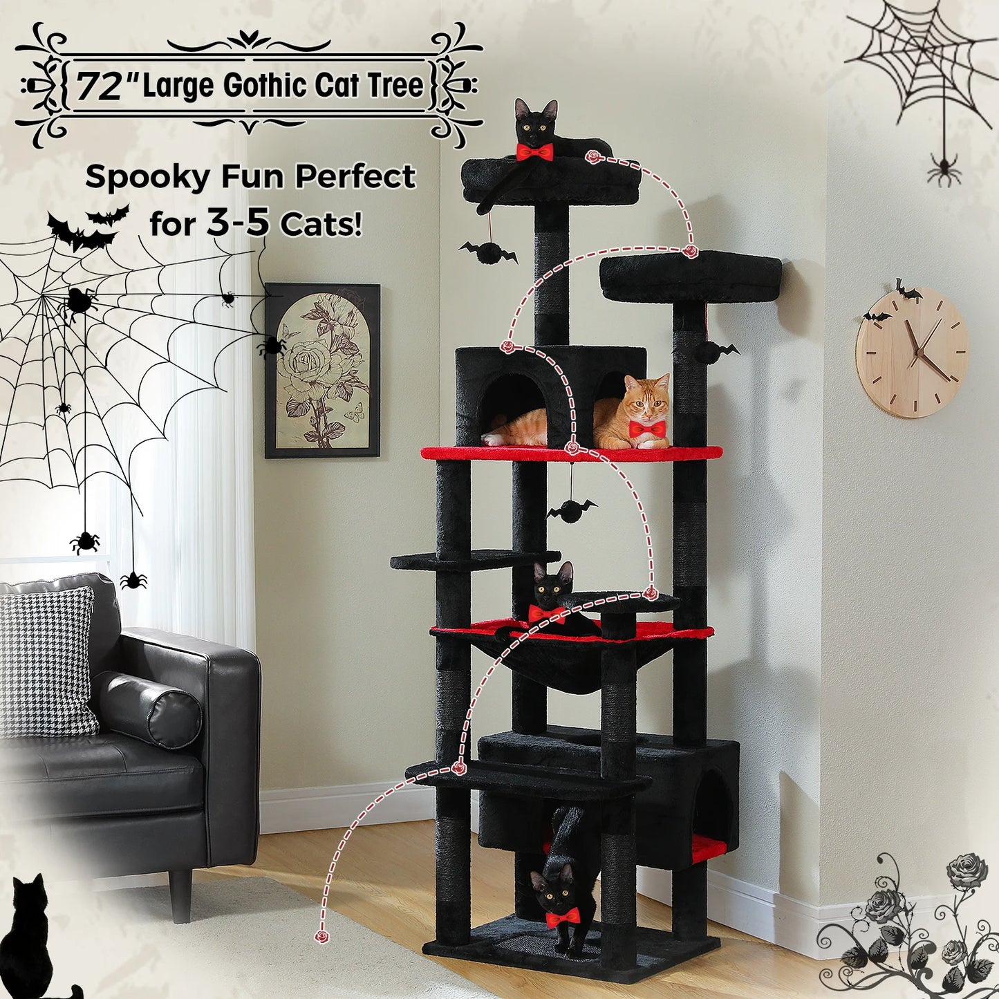 Large Cat Tree - Multi Level Indoor Cat Tower With Sisal Covered Posts & Spacious Condo - ZOOMNSTORE