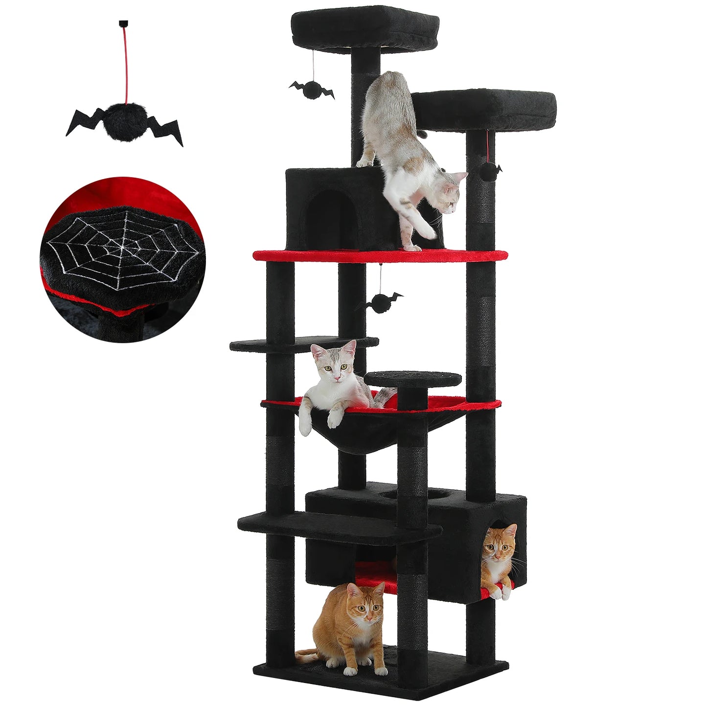 Large Cat Tree - Multi Level Indoor Cat Tower With Sisal Covered Posts & Spacious Condo - ZOOMNSTORE