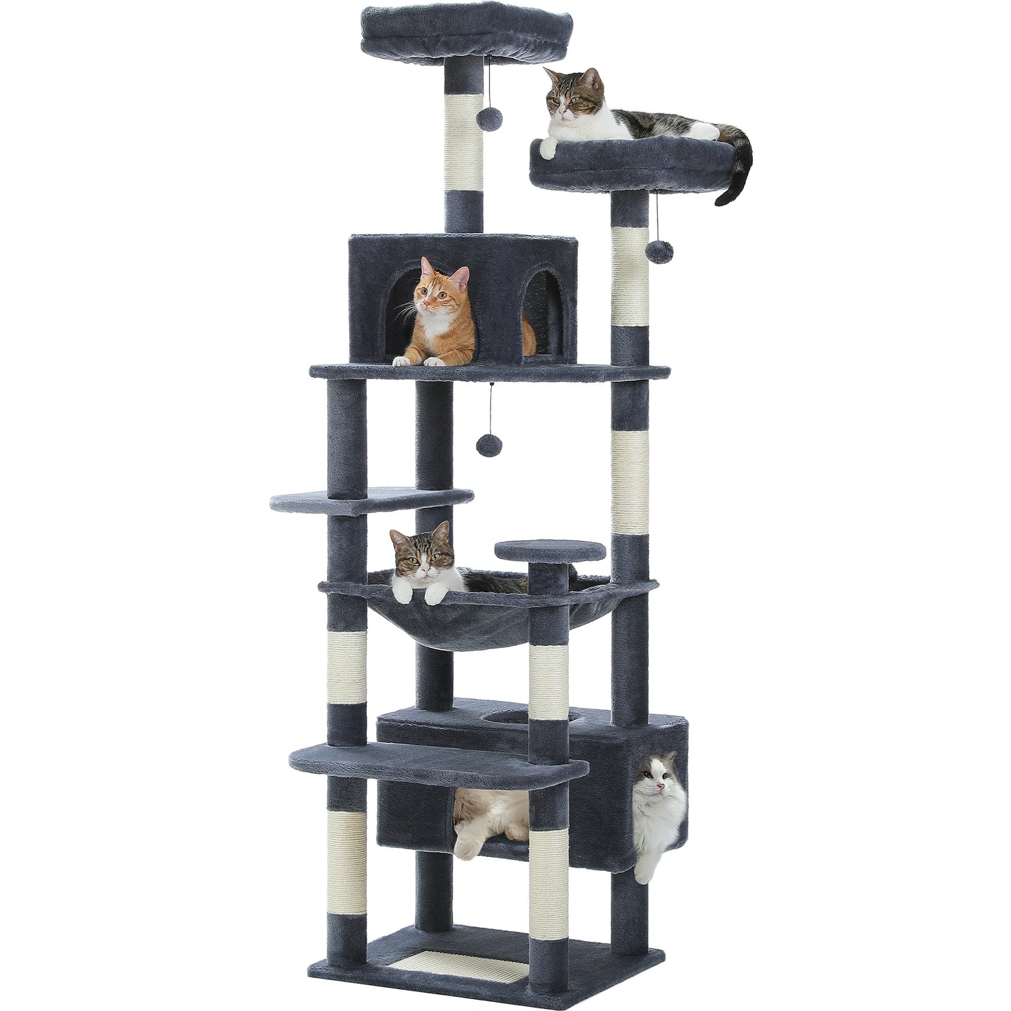 Large Cat Tree - Multi Level Indoor Cat Tower With Sisal Covered Posts & Spacious Condo - ZOOMNSTORE