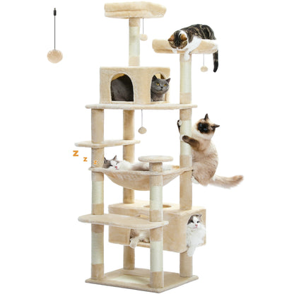 Large Cat Tree - Multi Level Indoor Cat Tower With Sisal Covered Posts & Spacious Condo - ZOOMNSTORE