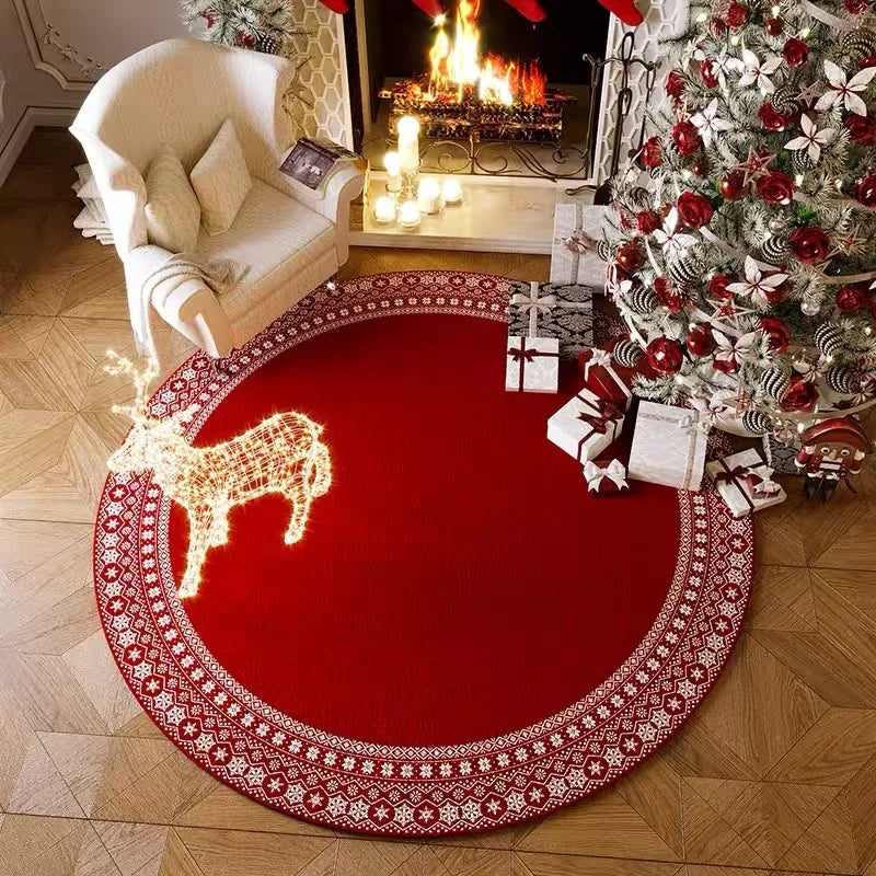 Large Christmas Tree Decoration Mat - Washable Anti-Slip Circular Carpet for New Year Atmosphere - ZOOMNSTORE