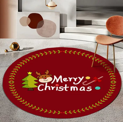 Large Christmas Tree Decoration Mat - Washable Anti-Slip Circular Carpet for New Year Atmosphere - ZOOMNSTORE