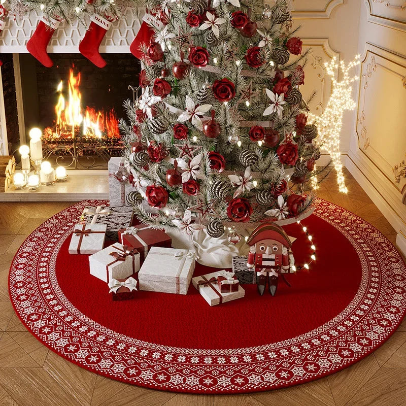 Large Christmas Tree Decoration Mat - Washable Anti-Slip Circular Carpet for New Year Atmosphere - ZOOMNSTORE