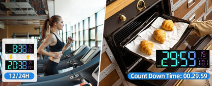 Large Digital Wall Clock - 162 LED with Remote Dual Alarm  RGB Colors - ZOOMNSTORE