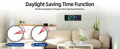 Large Digital Wall Clock - 162 LED with Remote Dual Alarm  RGB Colors - ZOOMNSTORE