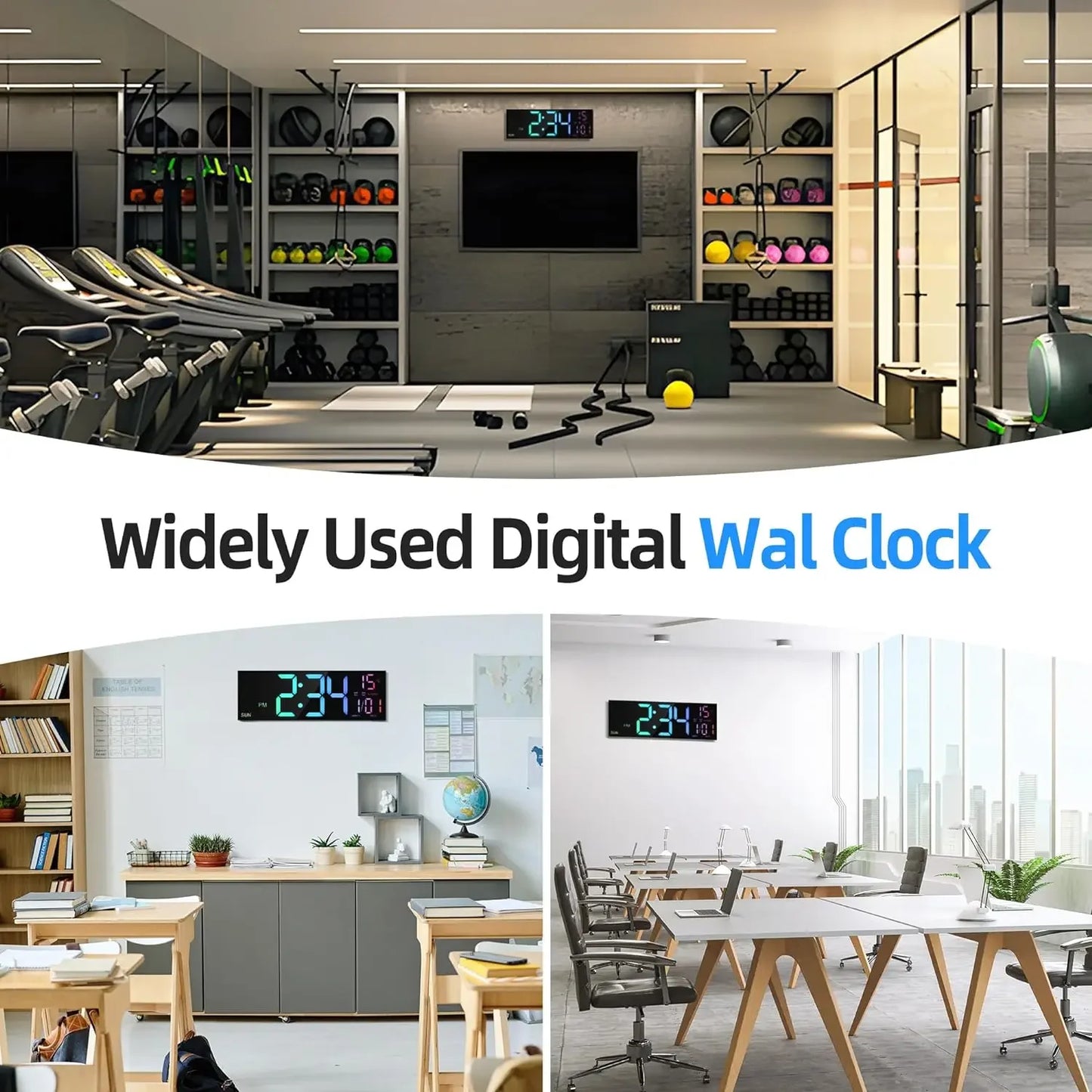 Large Digital Wall Clock - 162 LED with Remote Dual Alarm  RGB Colors - ZOOMNSTORE