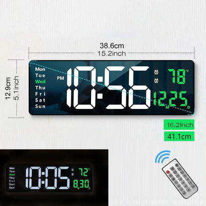 Large Digital Wall Clock - 162 LED with Remote Dual Alarm  RGB Colors - ZOOMNSTORE
