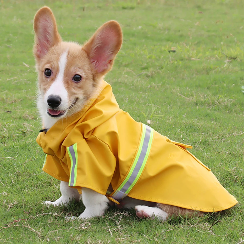 Large Dog Raincoat - Waterproof Reflective Hooded Cloak for Corgis and Puppies - ZOOMNSTORE