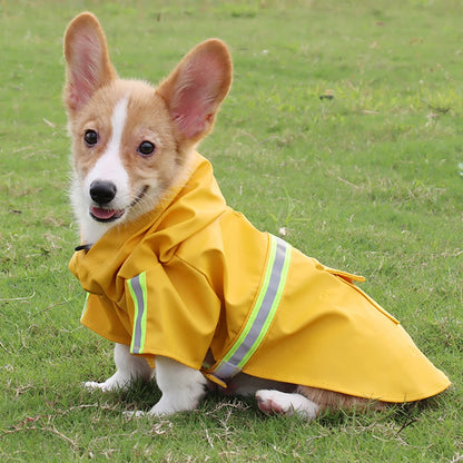 Large Dog Raincoat - Waterproof Reflective Hooded Cloak for Corgis and Puppies - ZOOMNSTORE