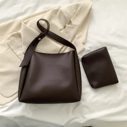 Large Fashion Leather Tote Bag for Women - 2025 Trendy High Capacity Shoulder Handbag - ZOOMNSTORE