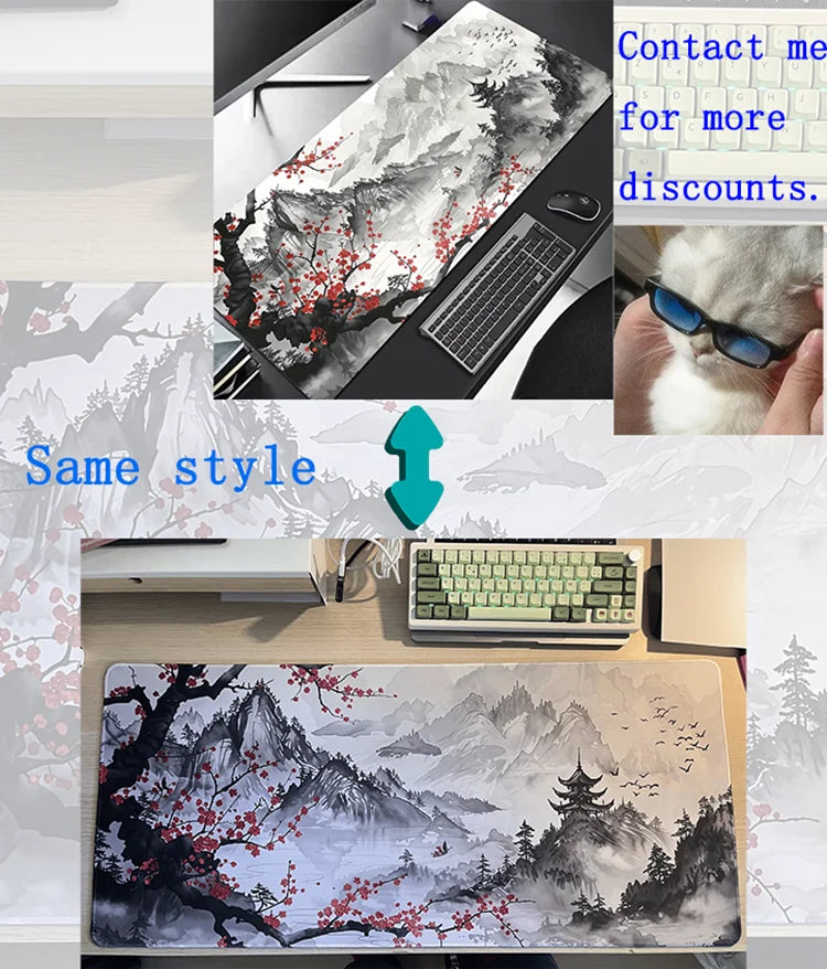 Sakura Scenery Gaming Mouse Pad - Large Anti-Slip Rubber Desk Pad - ZOOMNSTORE