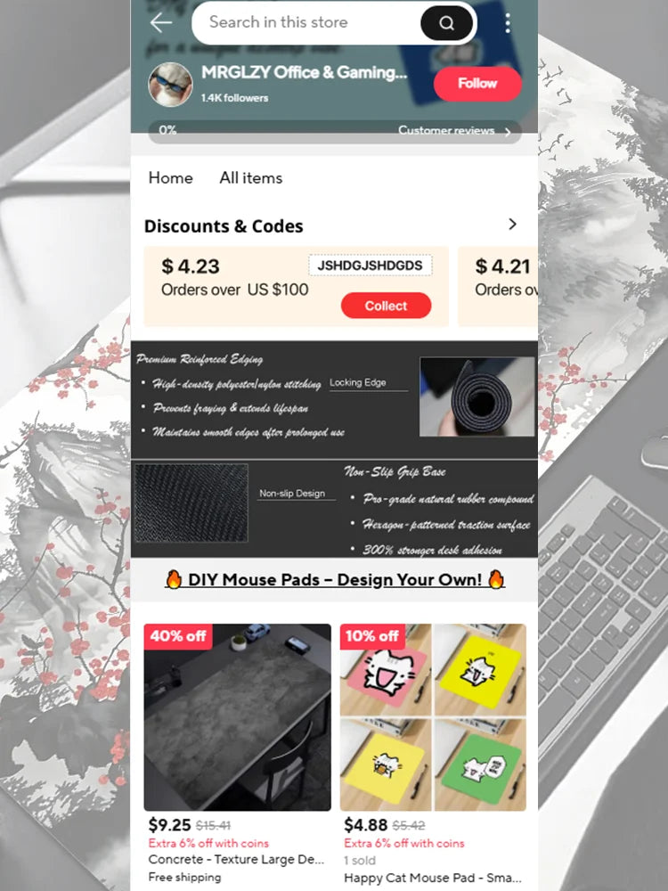 Sakura Scenery Gaming Mouse Pad - Large Anti-Slip Rubber Desk Pad - ZOOMNSTORE