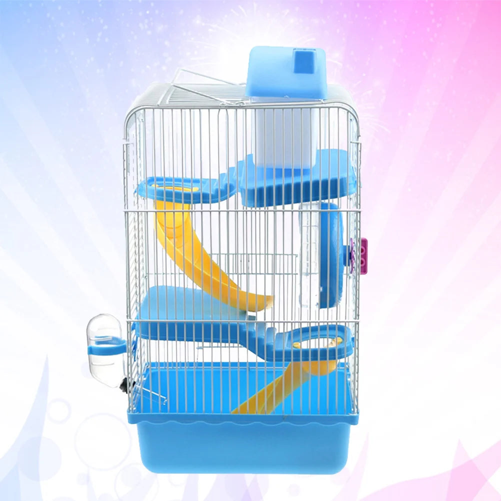 Large Hamster Cage - Multi Layer Pet Cage With Slide, Quiet Running Wheel & Leakproof Water Bottle - ZOOMNSTORE