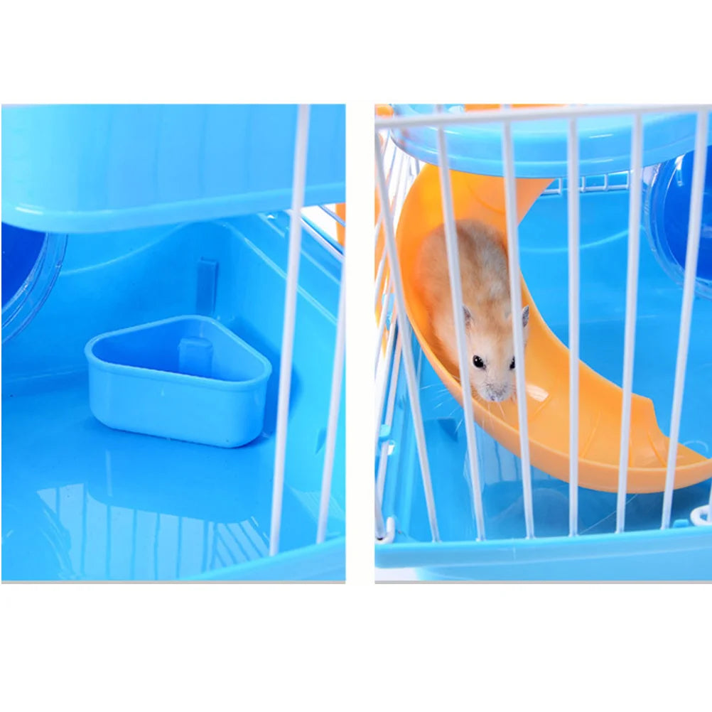 Large Hamster Cage - Multi Layer Pet Cage With Slide, Quiet Running Wheel & Leakproof Water Bottle - ZOOMNSTORE