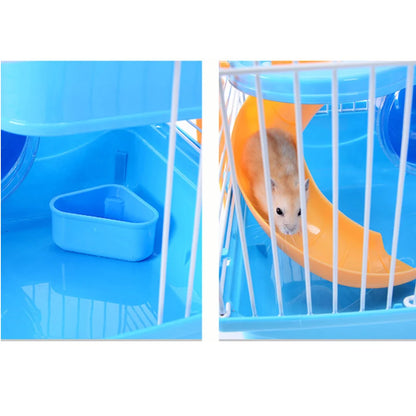 Large Hamster Cage - Multi Layer Pet Cage With Slide, Quiet Running Wheel & Leakproof Water Bottle - ZOOMNSTORE