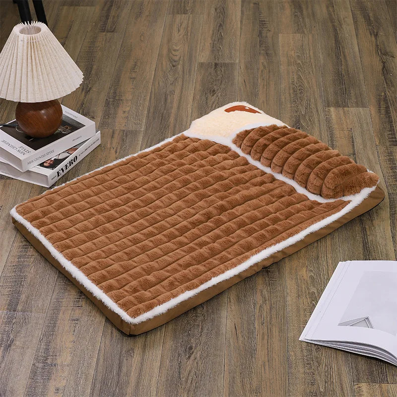 Large Removable Washable Dog Bed - Winter Warm Sleeping Mat for Pets - ZOOMNSTORE