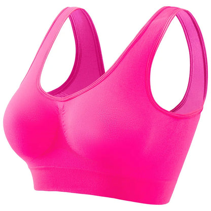 Large Size Seamless Sports Bra - Womens No Steel Ring Yoga Vest with Removable Pads - ZOOMNSTORE