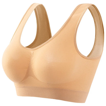 Large Size Seamless Sports Bra - Womens No Steel Ring Yoga Vest with Removable Pads - ZOOMNSTORE