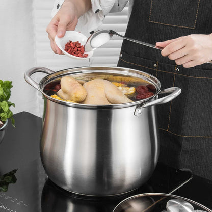 Large Stainless Steel Stock Pot - Durable Easy to Clean Kitchen Essential for Soups and Stews - ZOOMNSTORE