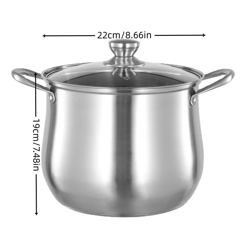 Large Stainless Steel Stock Pot - Durable Easy to Clean Kitchen Essential for Soups and Stews - ZOOMNSTORE