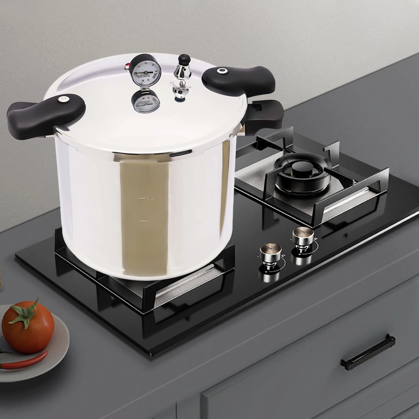Large Stainless Steel Pressure Cooker - 22L Commercial Gas Stove Safe Explosion-Proof 90Kpa - ZOOMNSTORE