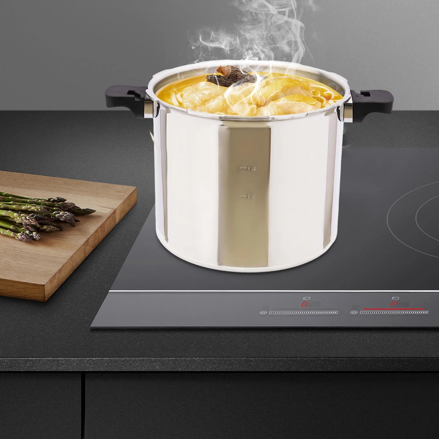 Large Stainless Steel Pressure Cooker - 22L Commercial Gas Stove Safe Explosion-Proof 90Kpa - ZOOMNSTORE