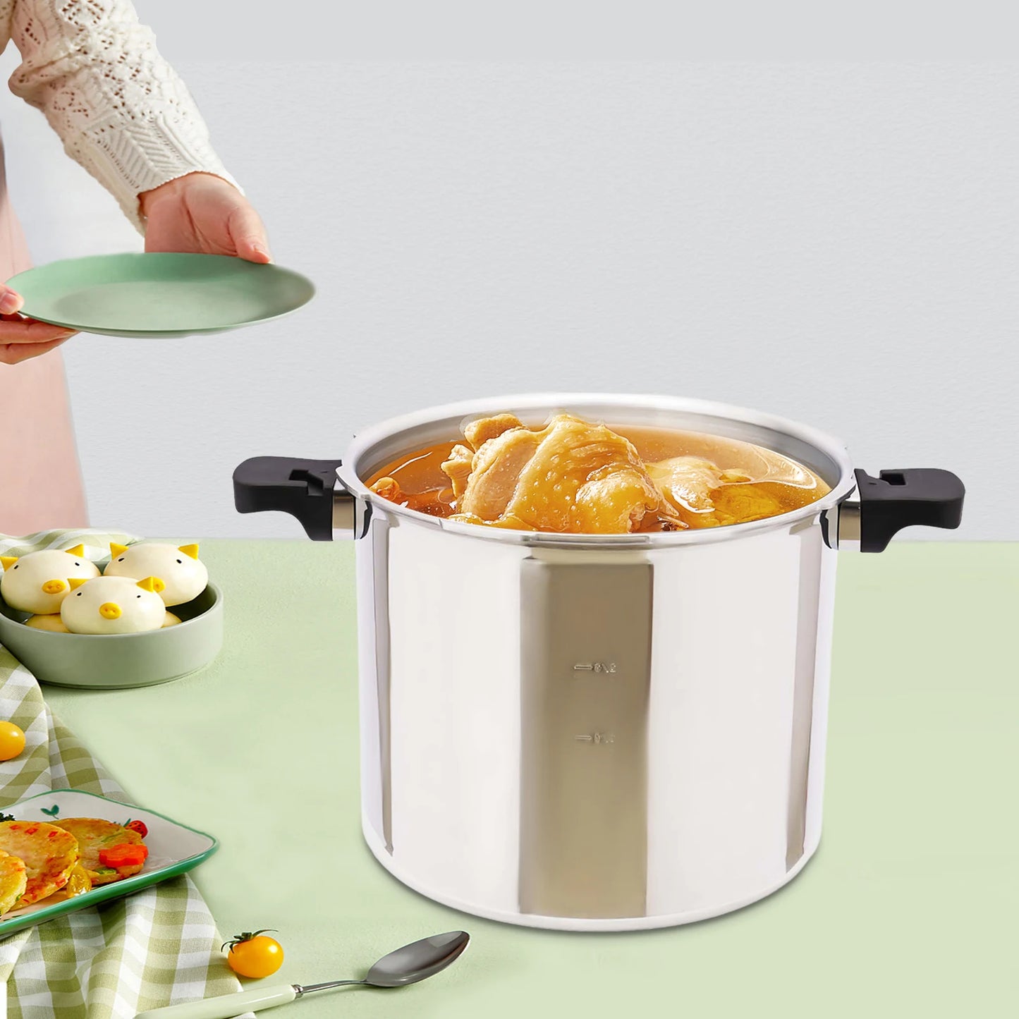 Large Stainless Steel Pressure Cooker - 22L Commercial Gas Stove Safe Explosion-Proof 90Kpa - ZOOMNSTORE