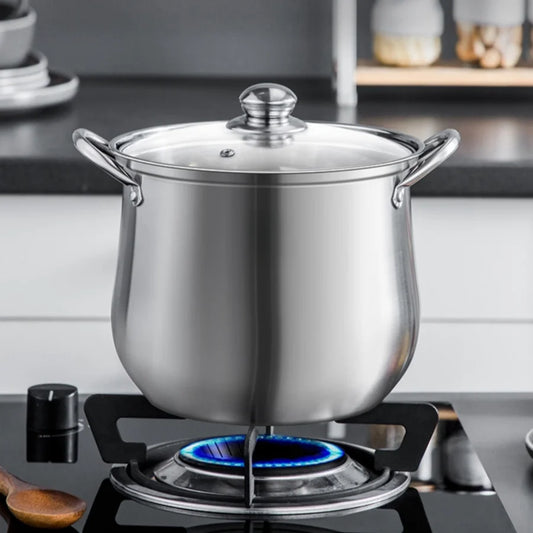 Large Stainless Steel Stock Pot - Durable Easy to Clean Kitchen Essential for Soups and Stews - ZOOMNSTORE