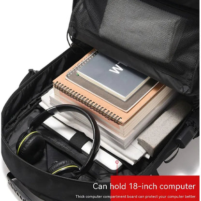 Large Waterproof Travel Backpack with Shoe Compartment - Mens Outdoor Business Bag 50L80L Black Storage Backpack - ZOOMNSTORE