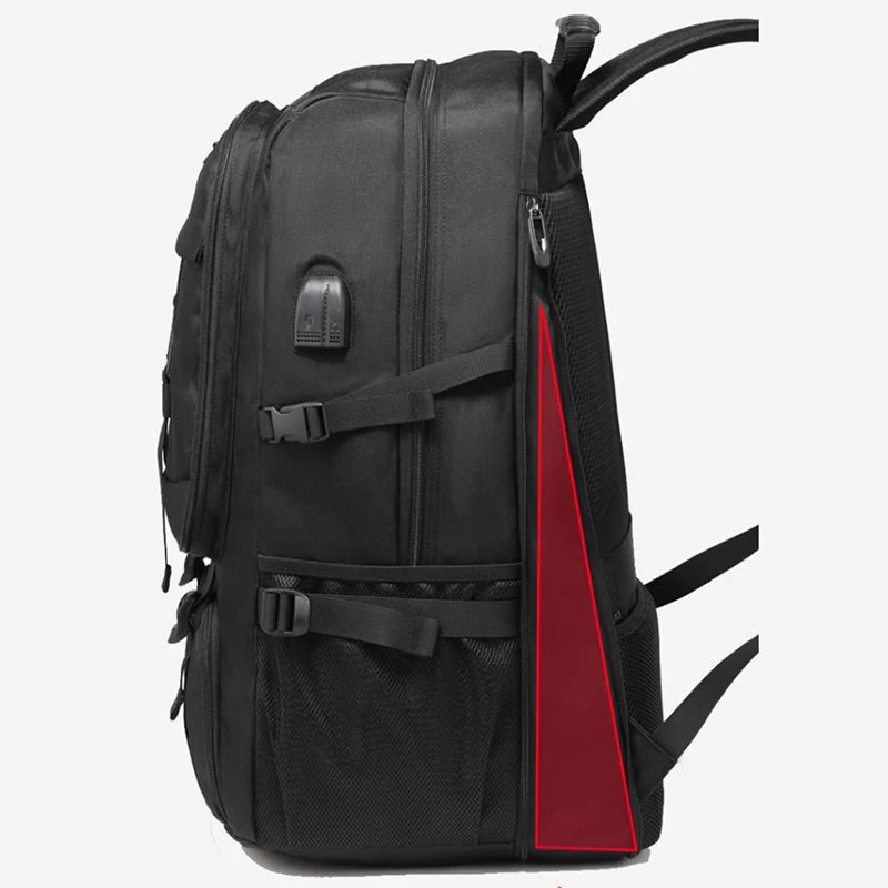 Large Waterproof Travel Backpack with Shoe Compartment - Mens Outdoor Business Bag 50L80L Black Storage Backpack - ZOOMNSTORE