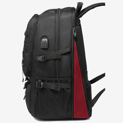 Large Waterproof Travel Backpack with Shoe Compartment - Mens Outdoor Business Bag 50L80L Black Storage Backpack - ZOOMNSTORE