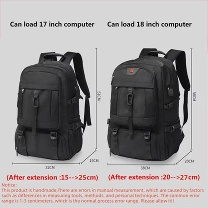 Large Waterproof Travel Backpack with Shoe Compartment - Mens Outdoor Business Bag 50L80L Black Storage Backpack - ZOOMNSTORE